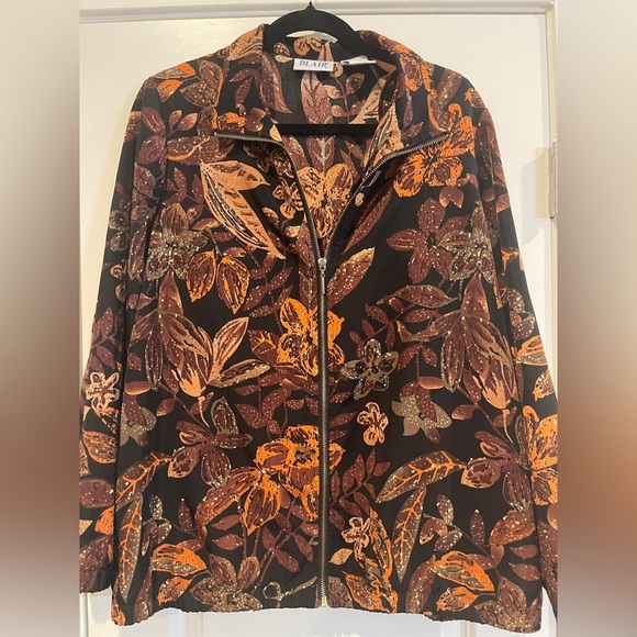 Vintage 90s Blair Leaf Floral Print Jacket Size L - Picture 1 of 6